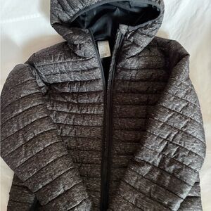 Gray Puffer Jacket with Hood